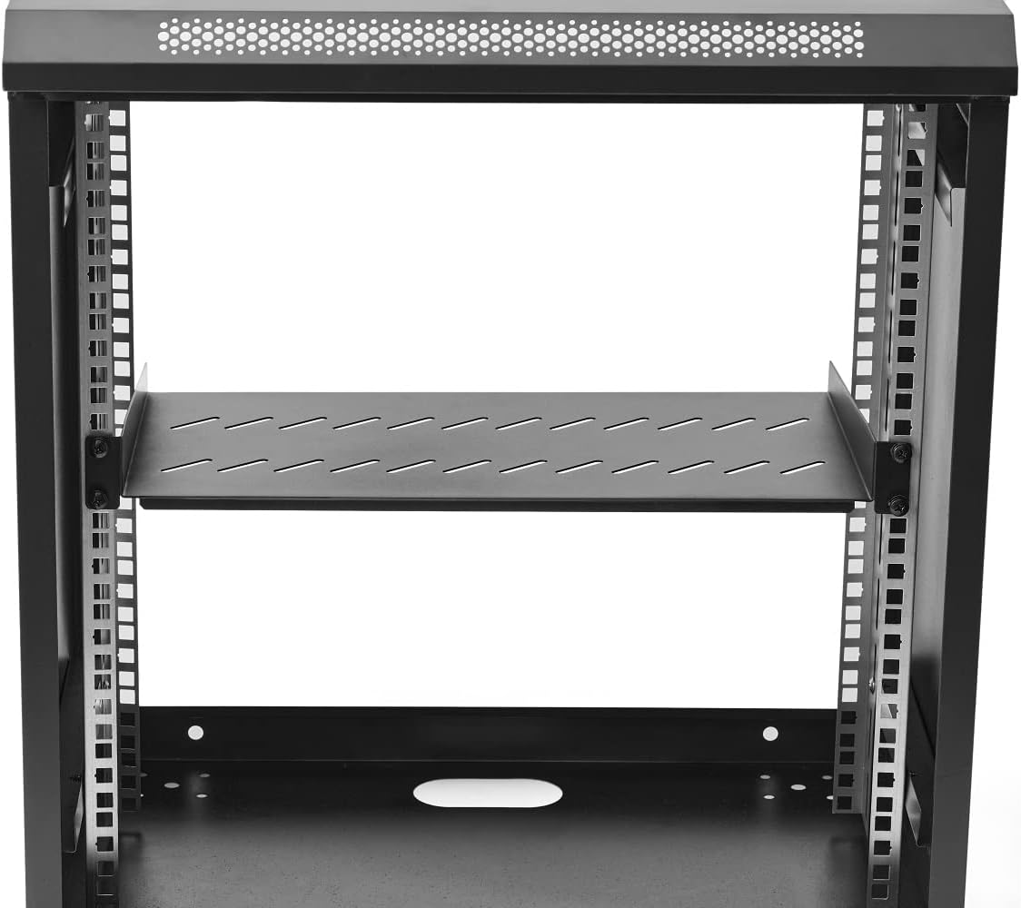 1U Rack Mount Shelf | 19" Universal Ventilated Equipment Tray | 44lbs Load Capacity | Reversible Installation