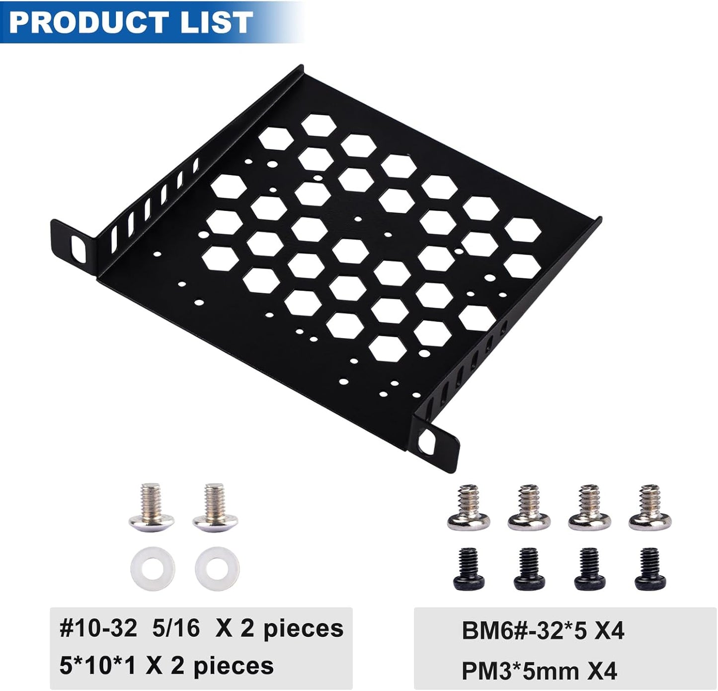 1U Rack Mount Hexagonal Vent Shelf | Steel Equipment Tray with Honeycomb Vent Pattern for 19-Inch Server Cabinet (170×133×131mm)