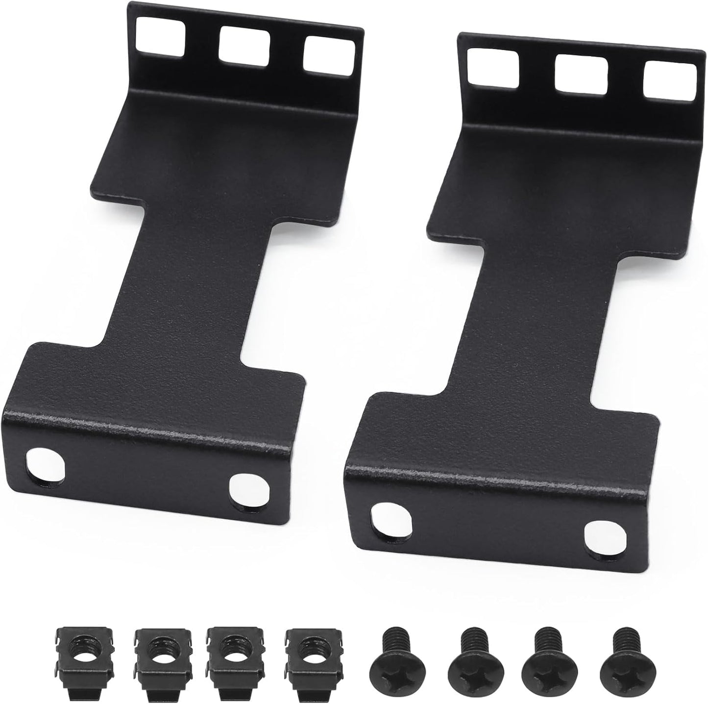 Heavy-Duty Steel Mounting Bracket | Black Powder-Coated Finish | Multi-Slot Design | Ideal for Cable Management, Power Panels & Rack Installation