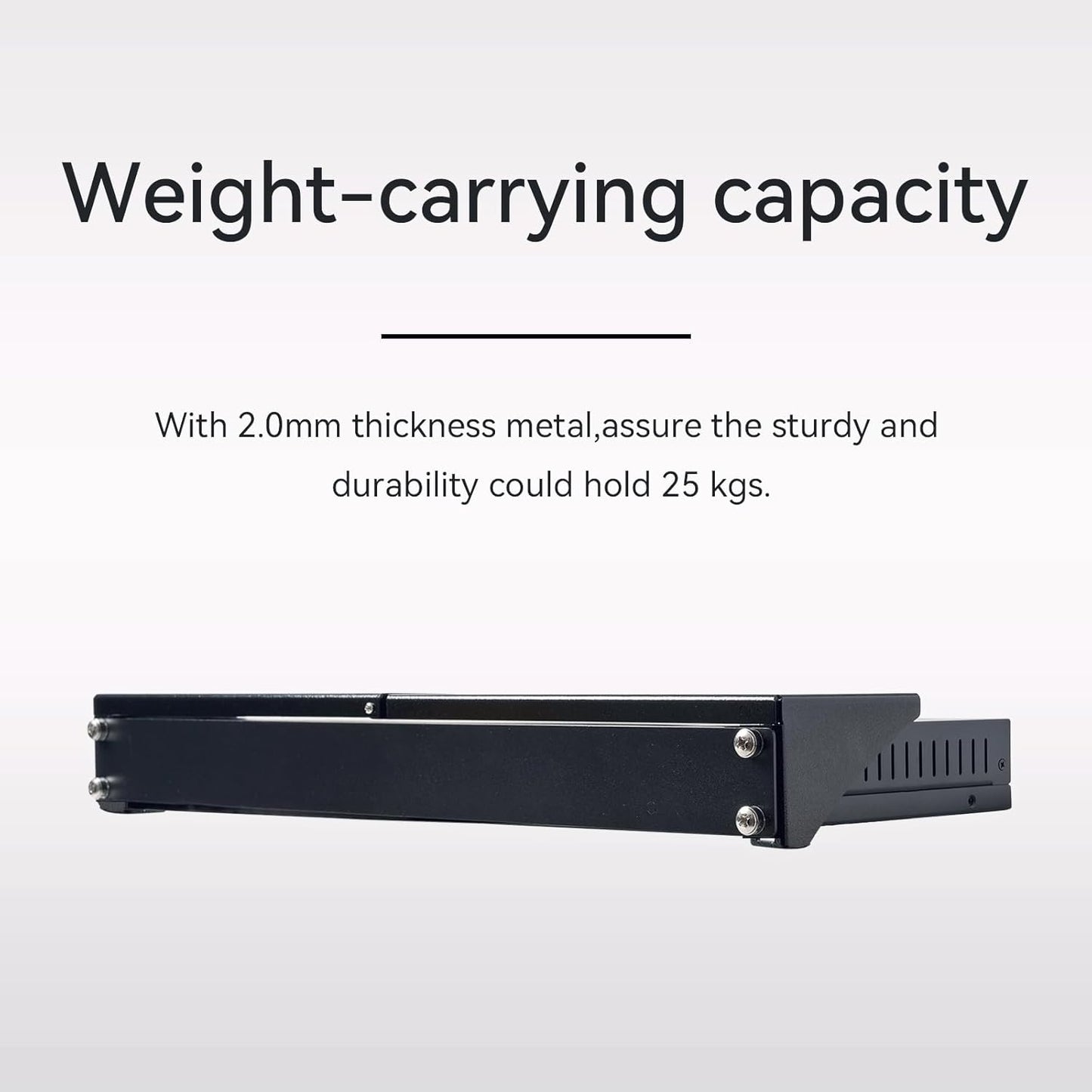 480Ć250Ć80mm Vented Rack Mount Shelf | Heavy-Duty Steel Tray | Fits 19ā Server Rack | Black Powder-Coated Finish