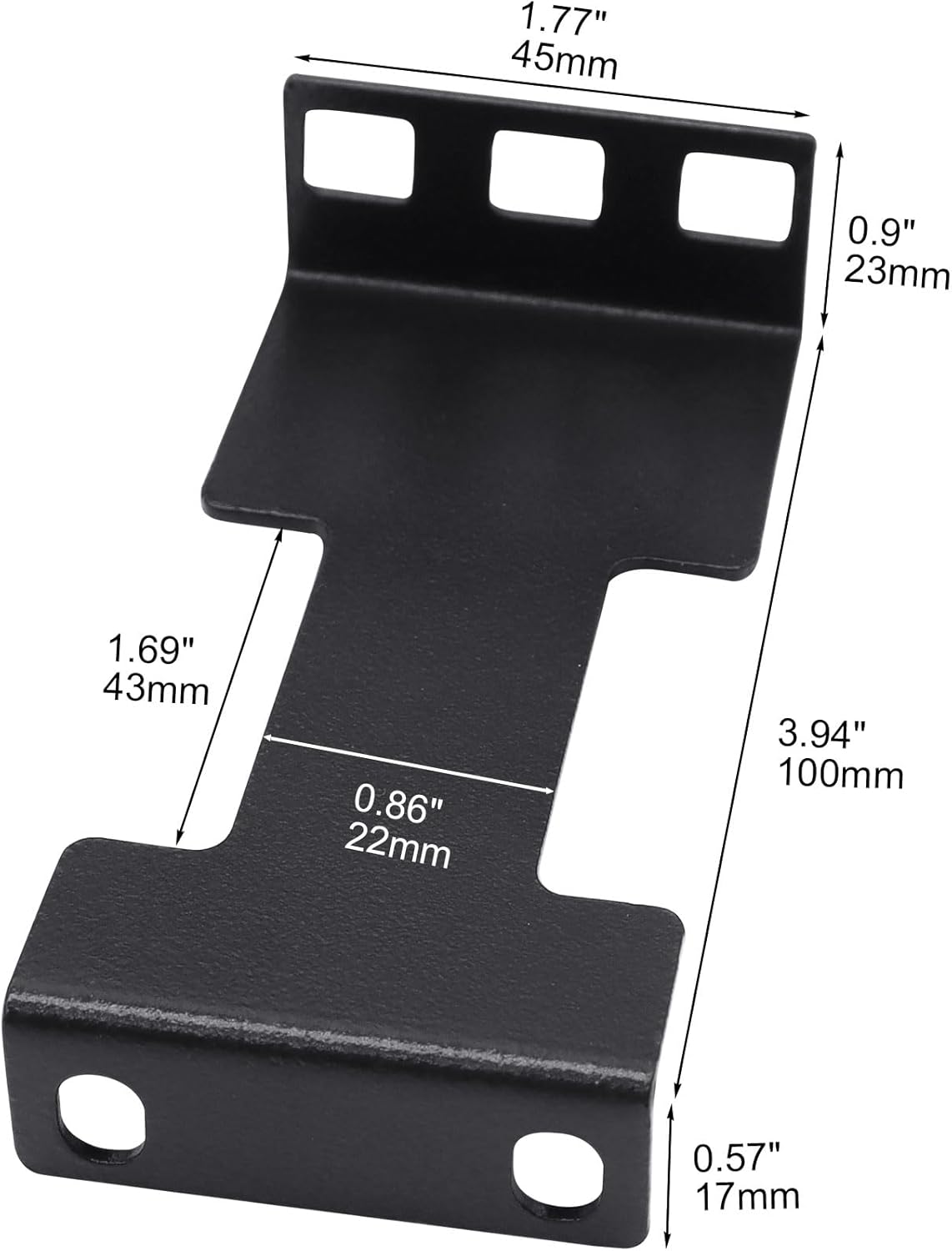 Heavy-Duty Steel Mounting Bracket | Black Powder-Coated Finish | Multi-Slot Design | Ideal for Cable Management, Power Panels & Rack Installation