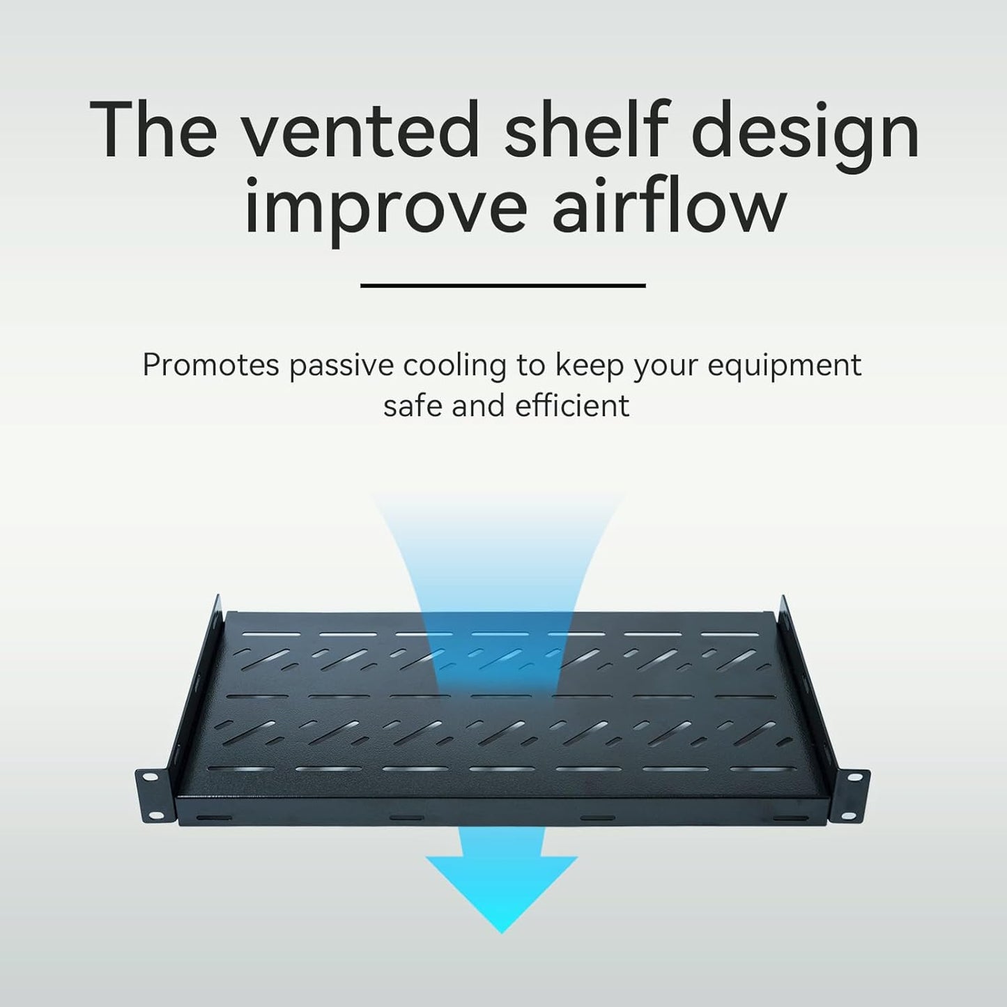 480Ć250Ć80mm Vented Rack Mount Shelf | Heavy-Duty Steel Tray | Fits 19ā Server Rack | Black Powder-Coated Finish