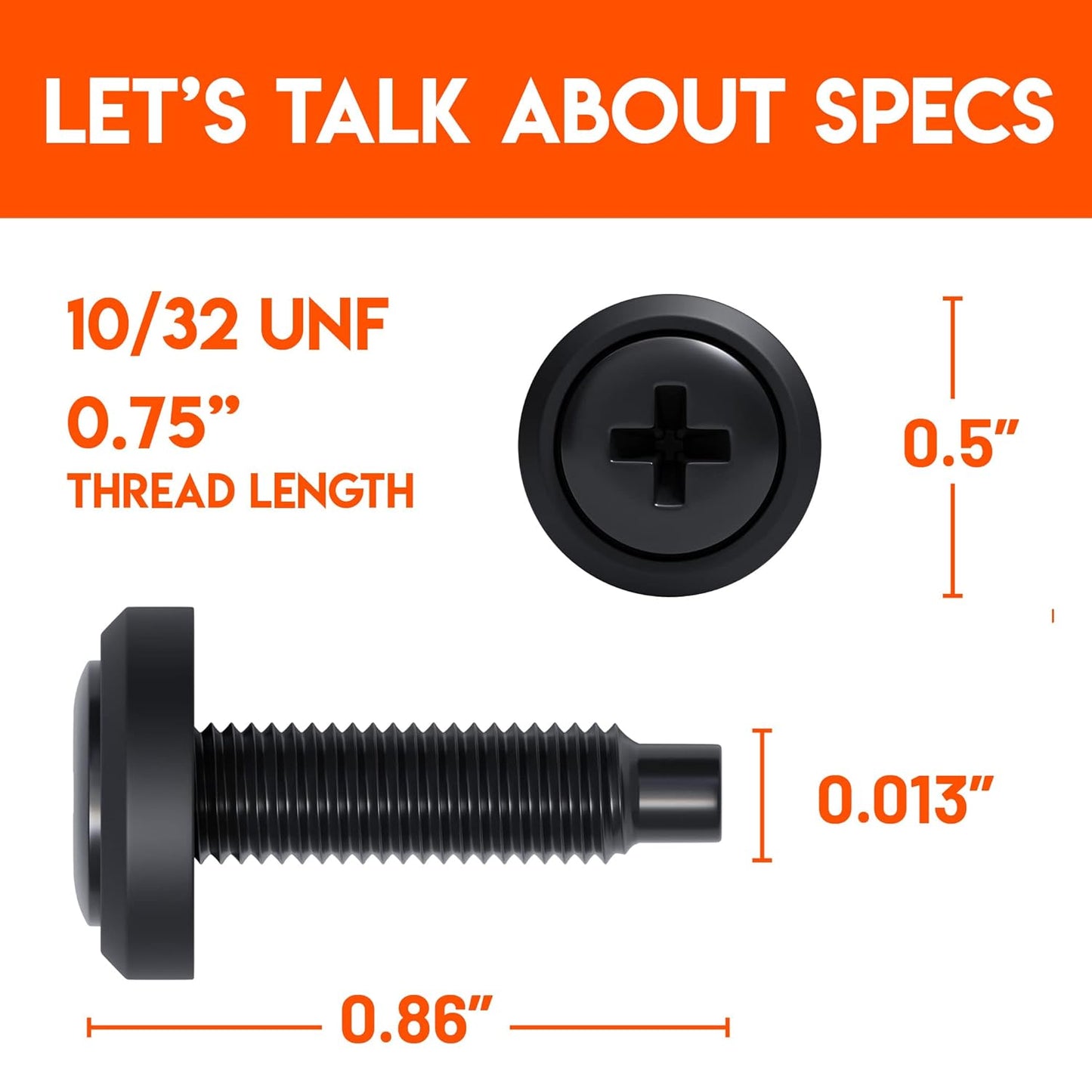 10-32 UNF Rack Mount Screw | Black Phillips Head Machine Screw | 0.86" Length | Server Cabinet Equipment Hardware Bolt