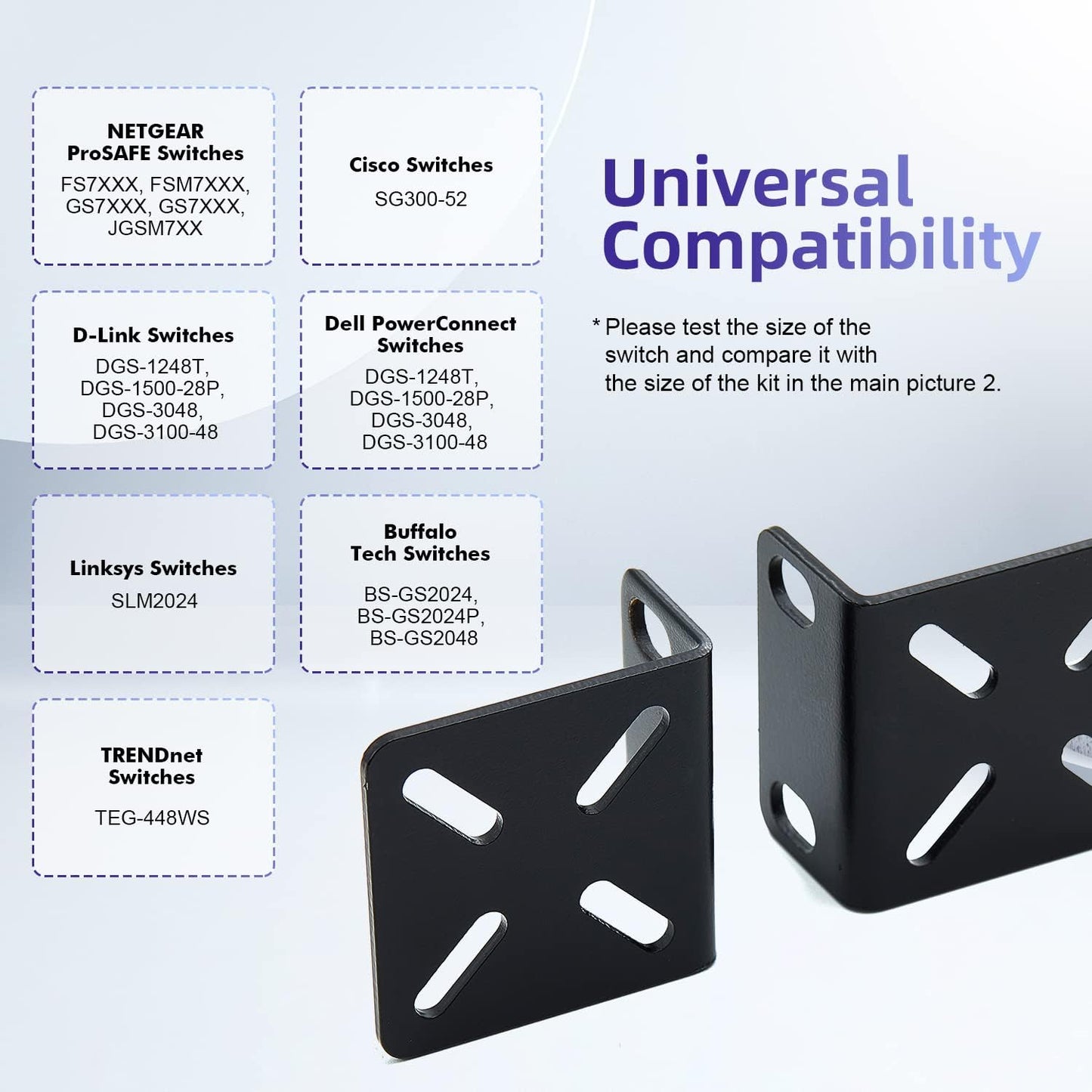 1U L-Shaped Rack Mount Bracket | 45mm Heavy-Duty Steel Mounting Bracket with Slotted Holes | Compatible with Network Switches & Rack Equipment