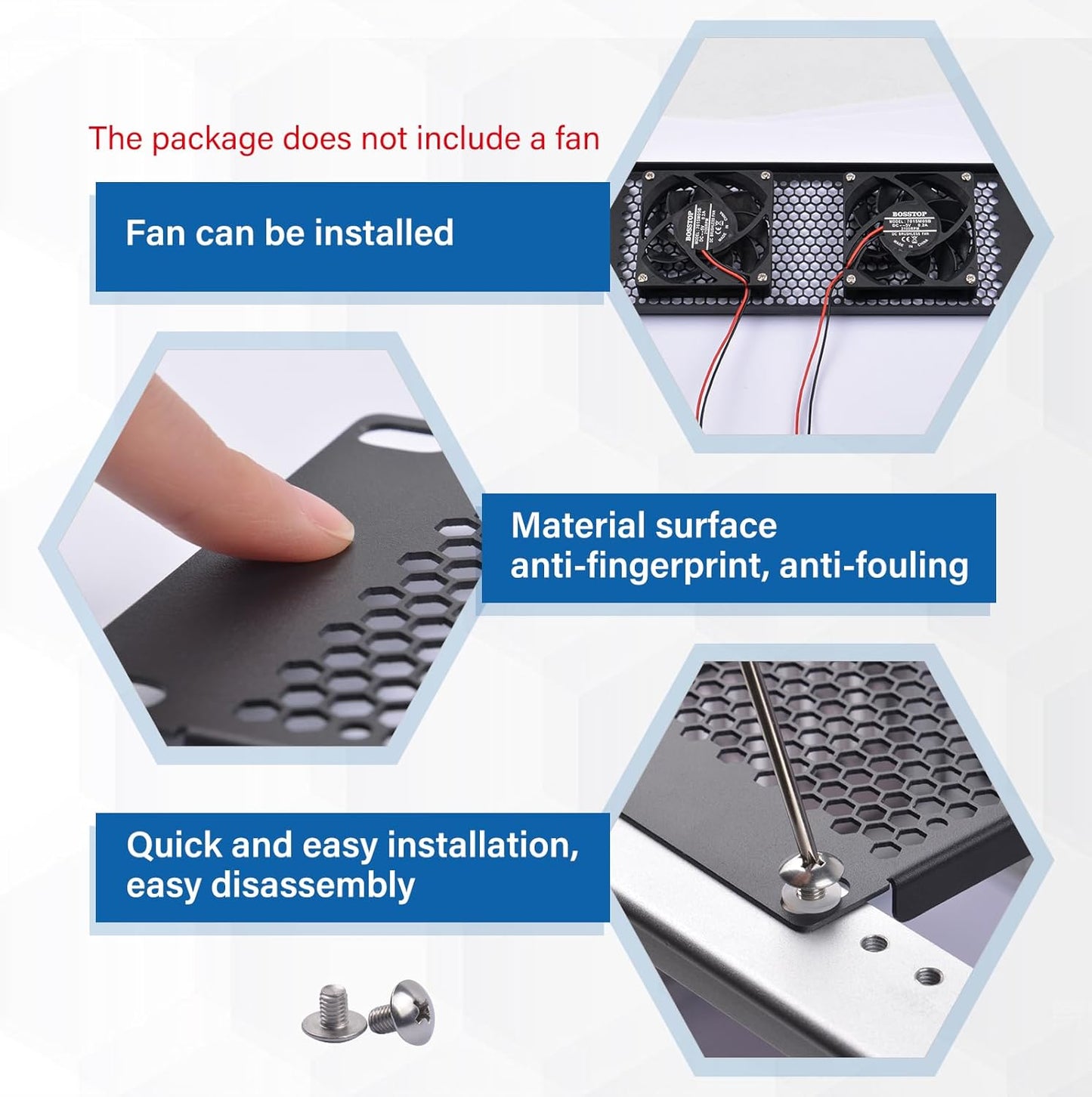 9.84-Inch Metal Ventilation Panel with Hexagonal Holes | Rack Mount Faceplate | Airflow Grille with Mounting Holes | for Server & AV Cabinets