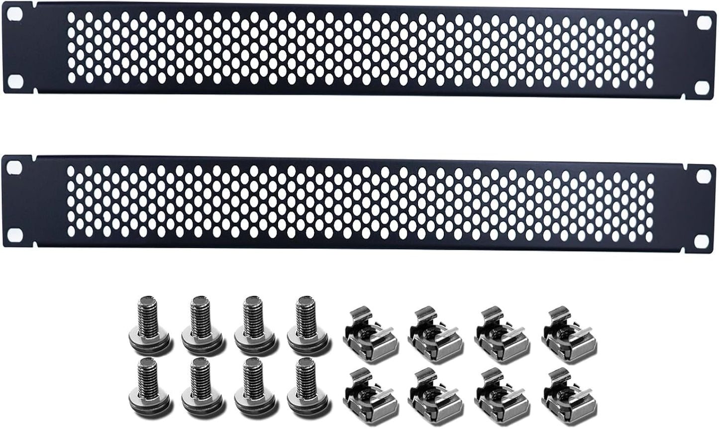 19" 1U Vented Rack Mount Blank Panel | Hex Mesh Airflow Design | Includes 8 Sets of M6 Screws and Cage Nuts | Fits Standard 19β Server Racks