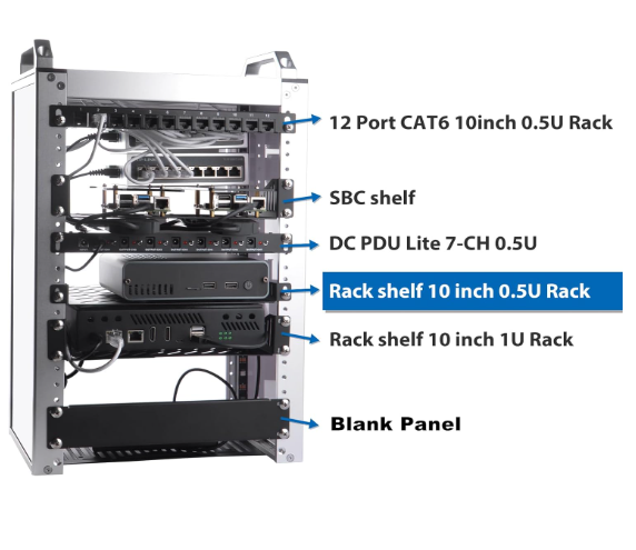 9.84" Metal Ventilated Rack Shelf | Universal Black Mounting Tray | Heavy-Duty Equipment Holder for Network/Server Cabinet