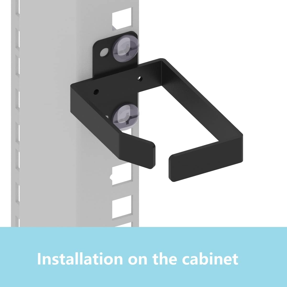 14 Gauge Steel Cable Management Hook | Rack Mount Cable Hanger | L-Shaped Wall-Mount Wire Organizer Bracket | 2.7 Inch Server Rack Accessory
