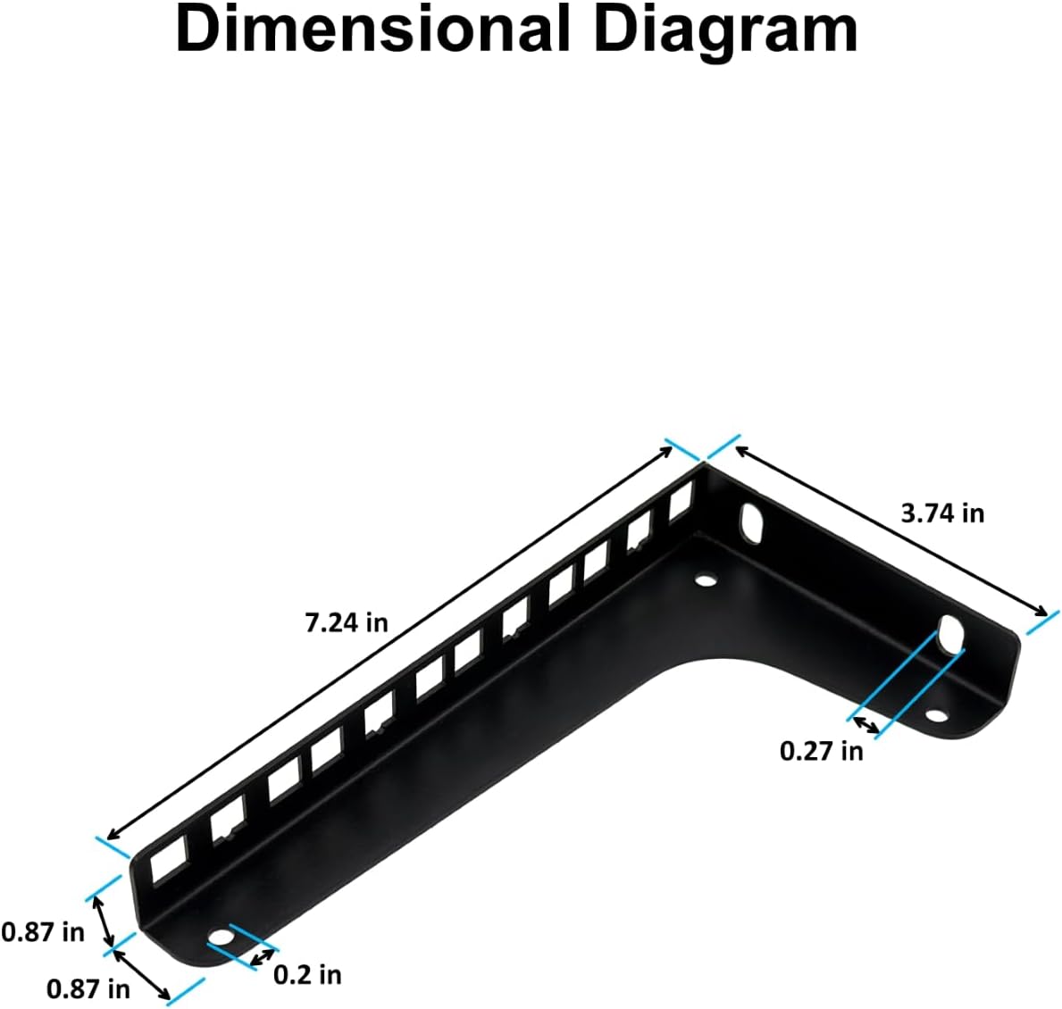 7.24" L-Shaped Metal Mounting Bracket | Patch Panel/AV Rack Wall Support | Multiple Hole Mounting Rack Bracket