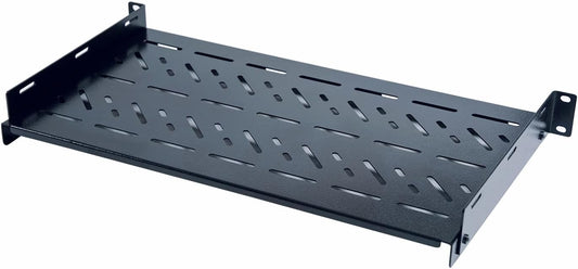 480×250×80mm Vented Rack Mount Shelf | Heavy-Duty Steel Tray | Fits 19” Server Rack | Black Powder-Coated Finish
