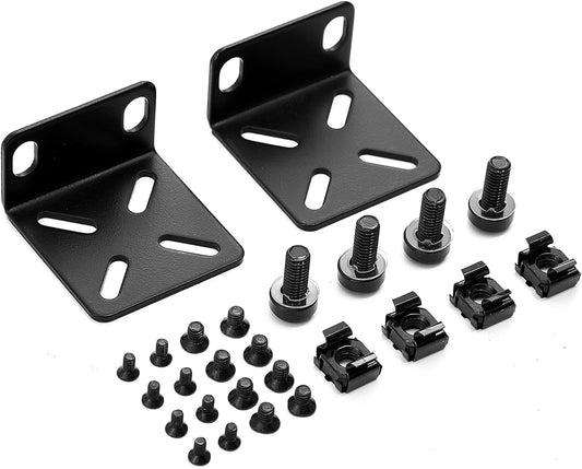 1U L-Shaped Rack Mount Bracket | 45mm Heavy-Duty Steel Mounting Bracket with Slotted Holes | Compatible with Network Switches & Rack Equipment