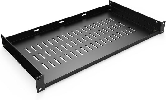 19” Rack Mount Shelf | Ventilated Steel Equipment Tray | Universal 2U Server Network Cabinet Shelf | 10×19 Inch Rack Mountable Shelf