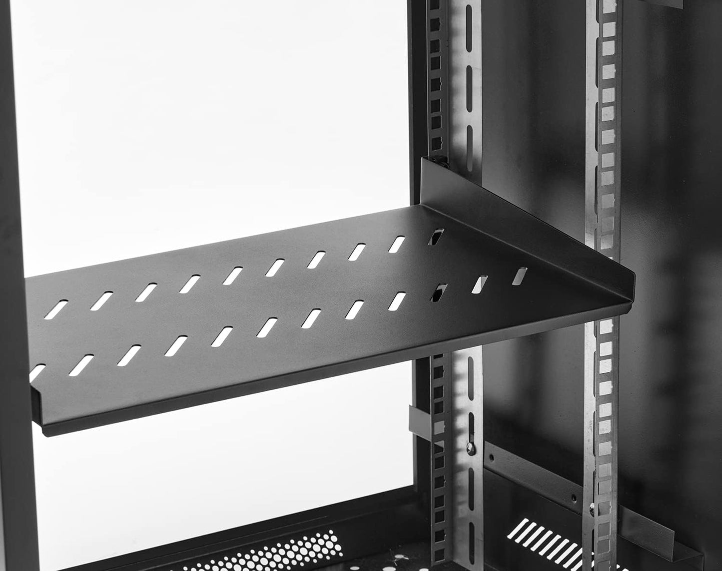 1U Rack Mount Shelf | 19" Universal Ventilated Equipment Tray | 44lbs Load Capacity | Reversible Installation