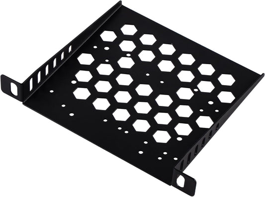 1U Rack Mount Hexagonal Vent Shelf | Steel Equipment Tray with Honeycomb Vent Pattern for 19-Inch Server Cabinet (170×133×131mm)