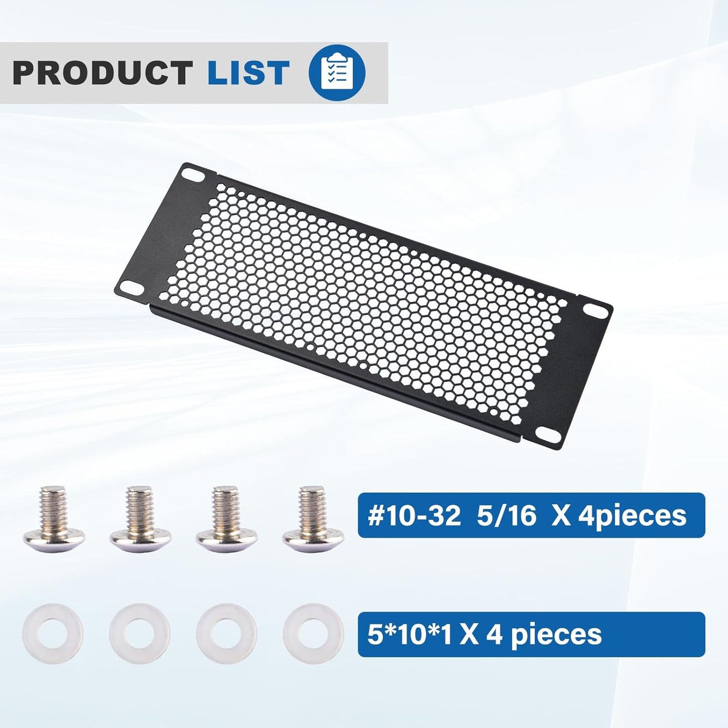 9.84-Inch Metal Ventilation Panel with Hexagonal Holes | Rack Mount Faceplate | Airflow Grille with Mounting Holes | for Server & AV Cabinets