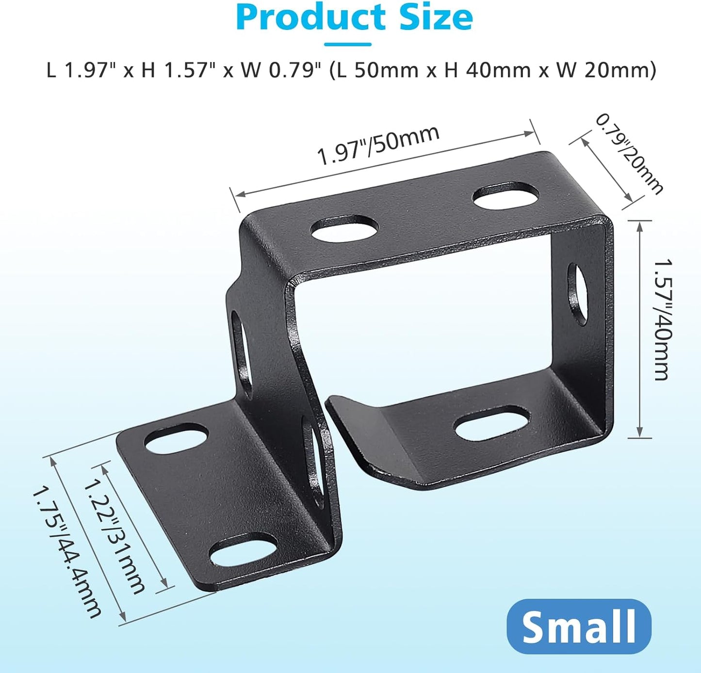Small Universal Metal Mounting Bracket | L-Type Steel Connector Support | 1.97"x1.57"x0.79" Black
