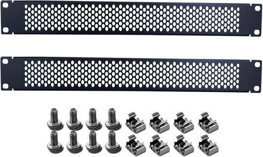 19" 1U Vented Rack Mount Blank Panel | Hex Mesh Airflow Design | Includes 8 Sets of M6 Screws and Cage Nuts | Fits Standard 19” Server Racks